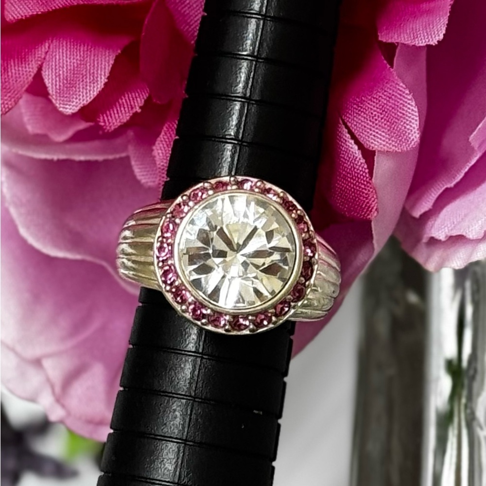 Ruby Cluster Cocktail Ring, Sterling Silver & Cub… - image 2